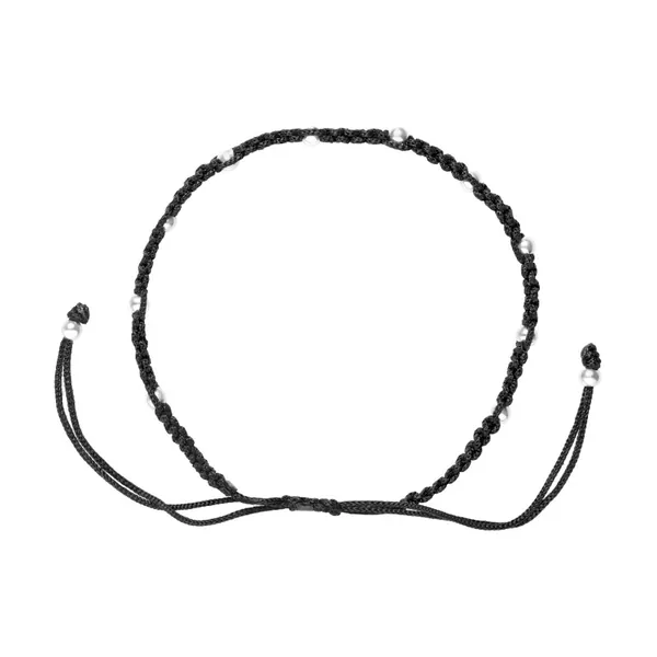 Classic Beaded Rhodium Silver 925 Thread Anklet - view 5
