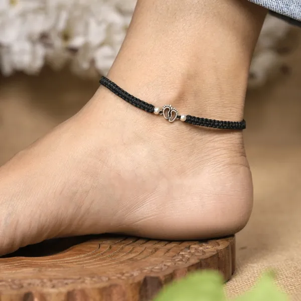 Pure 925 Silver Adjustable Thread Anklet for Women - view 3