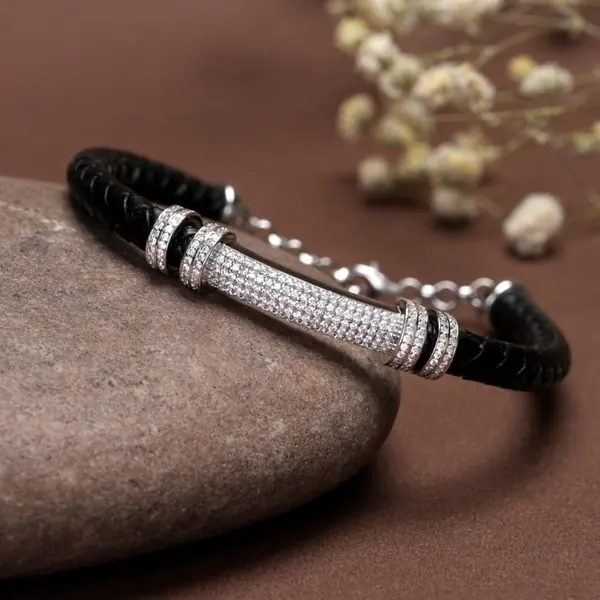 Real Leather Original Italian Silver 925 Unisex Bracelet - view 3