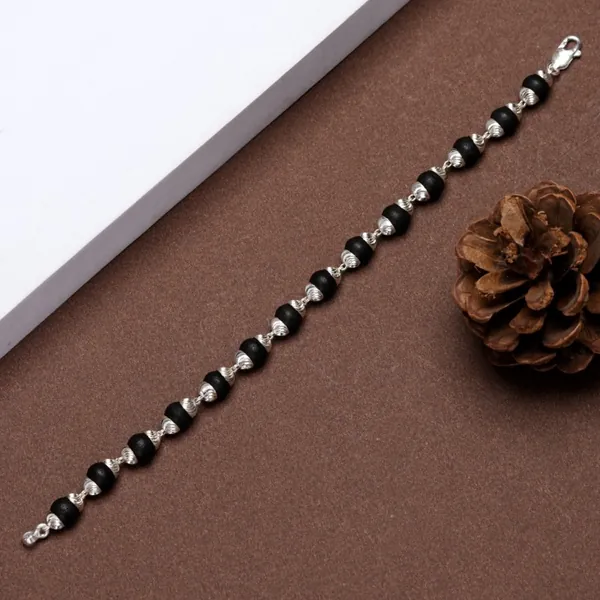 Silver 925 Silver Karungali Bracelet for Men - view 2