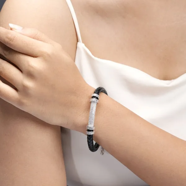 Real Leather Original Italian Silver 925 Unisex Bracelet - view 2