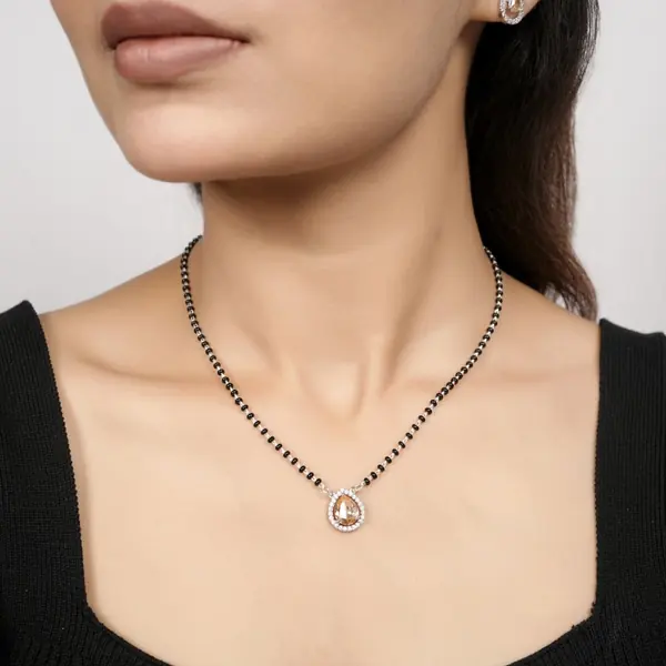 Elegant Crystal Drop Mangalsutra with Matching Earrings for Women - view 2