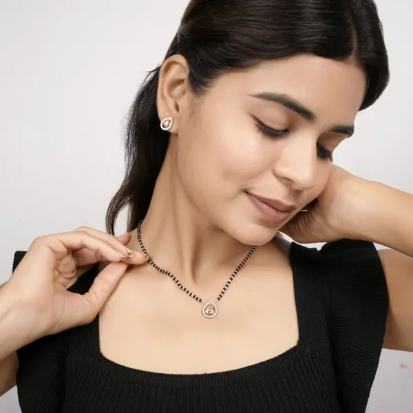 Elegant Crystal Drop Mangalsutra with Matching Earrings for Women - view 3