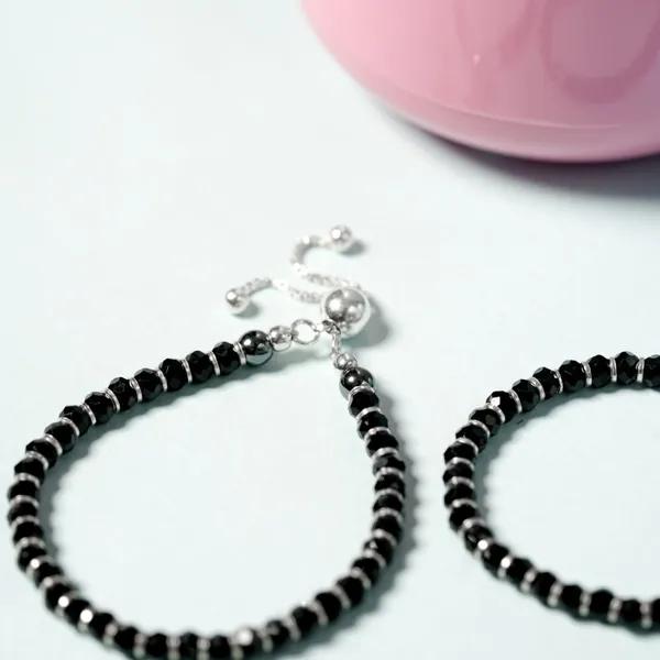 Black Silver 925 Crystal Baby Nazariya Bracelet - view 5