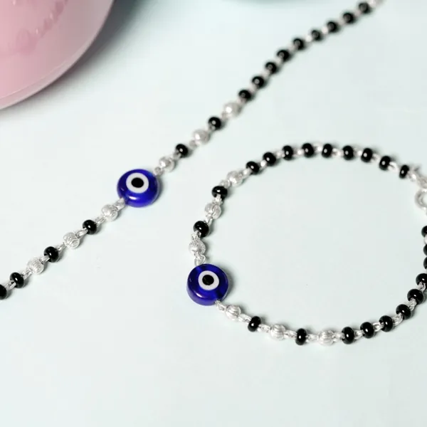 Crystal Handmade Black And Silver 925 Beaded Nazariya Bracelet both Baby Boys and Girls - view 2