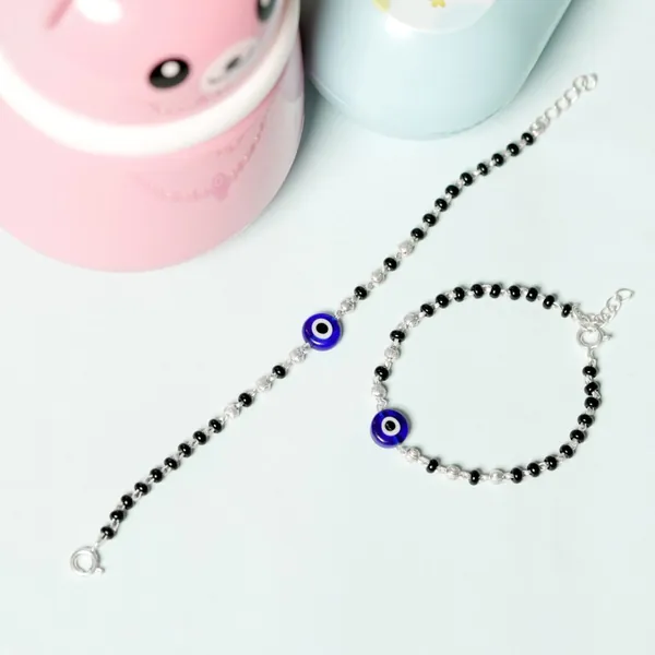 Crystal Handmade Black And Silver 925 Beaded Nazariya Bracelet both Baby Boys and Girls - view 4