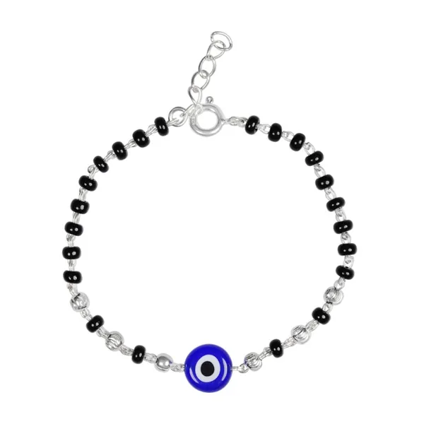 Crystal Handmade Black And Silver 925 Beaded Nazariya Bracelet both Baby Boys and Girls - view 5