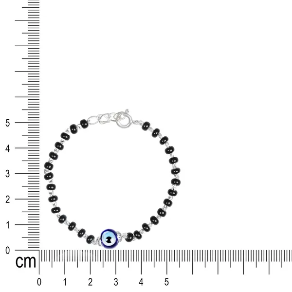 Blue Evil Eye Baby Nazar Bracelet with Black Beads Pure 925 Silver both Baby Boys and Girls - view 5
