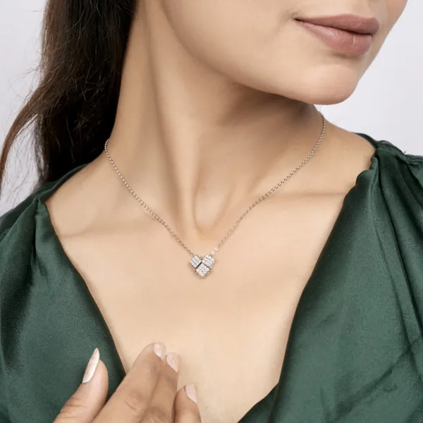 Three Cubes Crystal Pendant Necklace for Women
