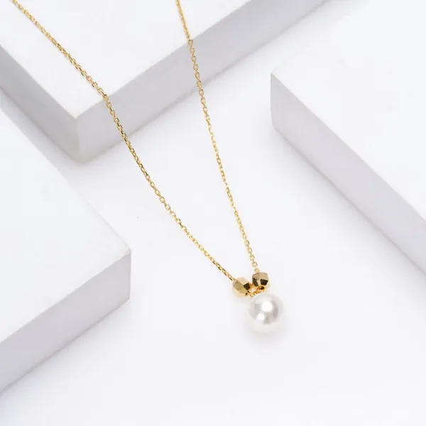 Pearl Necklace With Gold Plated Chain For Women & Girl - view 2