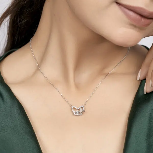 Sparkling Bird Motif Crystal Pendant Necklace for Women - view 2