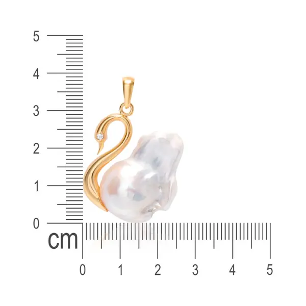 Swan Elegance Baroque Pearl Pendant - view 3