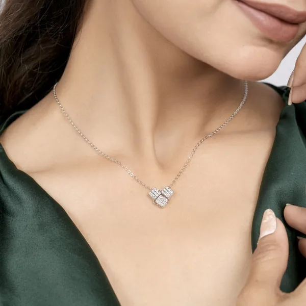 Three Cubes Crystal Pendant Necklace for Women - view 2