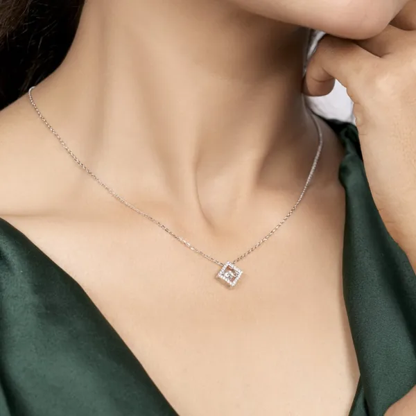Elegant Square Solitaire Pendant Necklace for Women