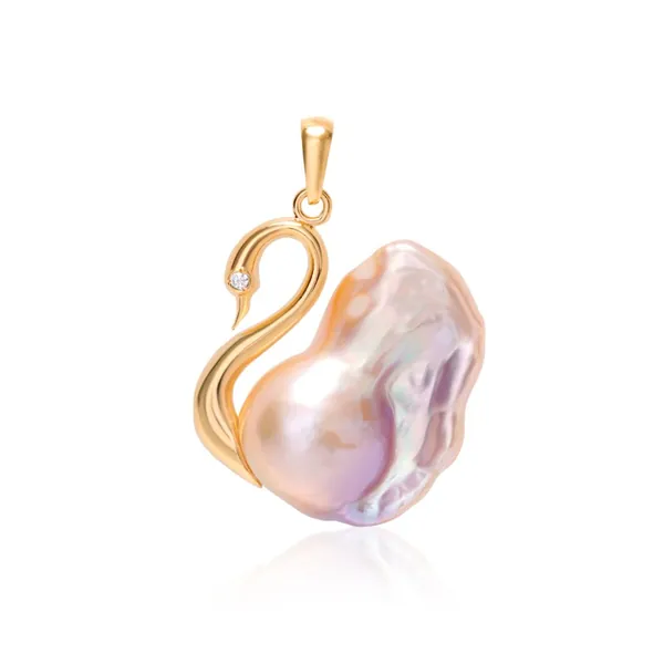 Golden Swan Blush Pearl Pendant - view 2
