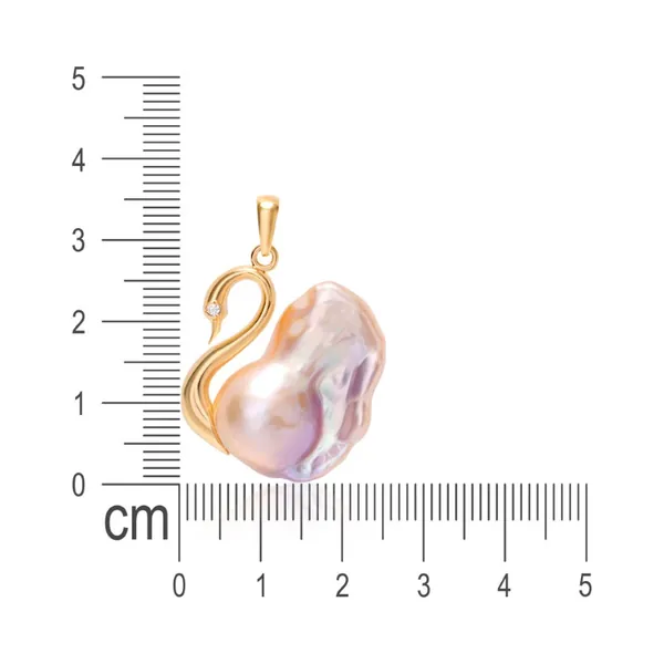 Golden Swan Blush Pearl Pendant - view 3