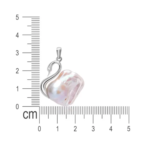 Moonlit Swan Baroque Pearl Pendant - view 2