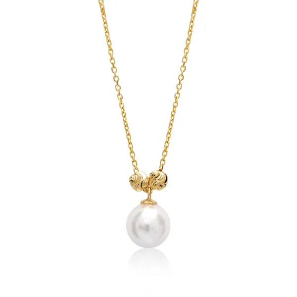 Silver 925 Golden Radiant Pearl Pendant With Link Chain for Women & Girls