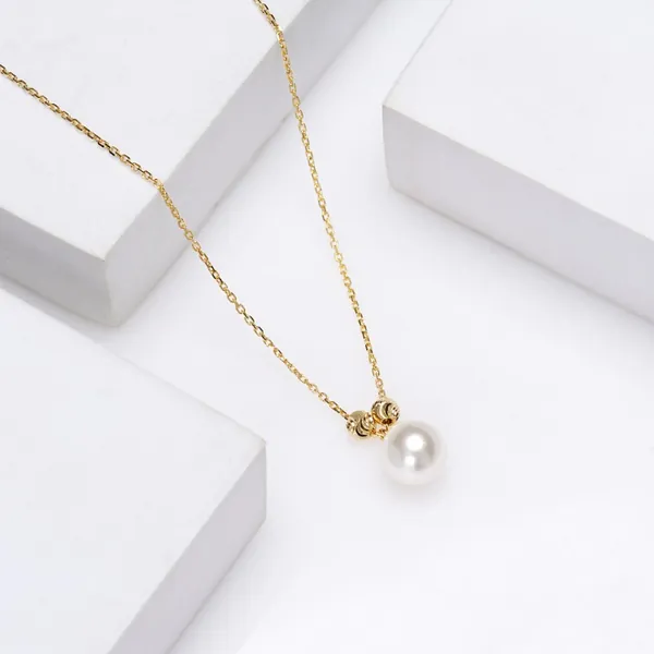 Silver 925 Golden Radiant Pearl Pendant With Link Chain for Women & Girls - view 4