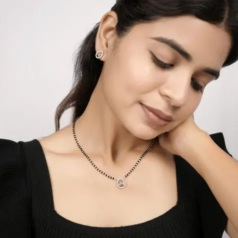 Elegant Crystal Drop Mangalsutra with Matching Earrings