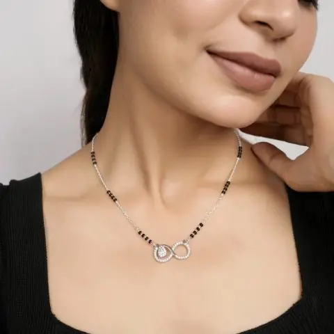 Dual Circle Infinity Crystal Mangalsutra for Women