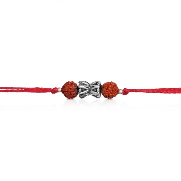 925 Sterling Silver Damru Rudraksha Rakhi - view 4