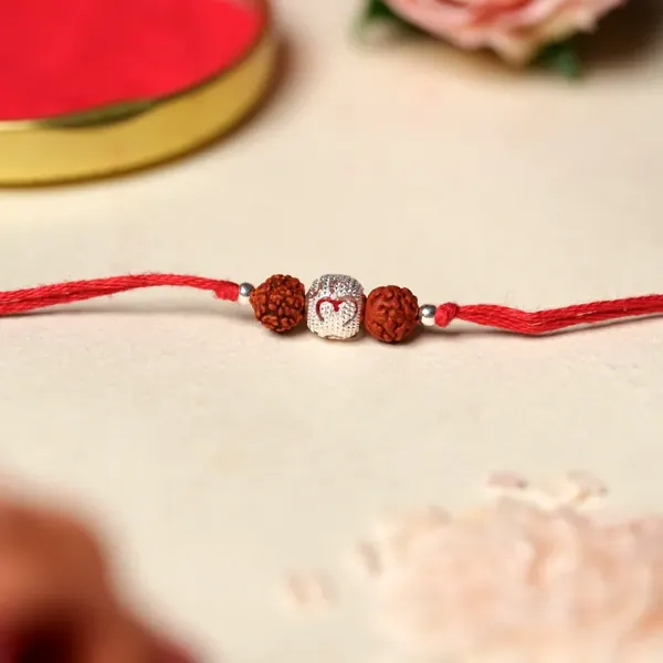 925 Sterling Silver Om Rudraksha Rakhi - view 2