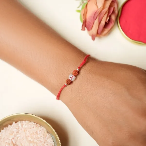 925 Sterling Silver Om Rudraksha Rakhi - view 3