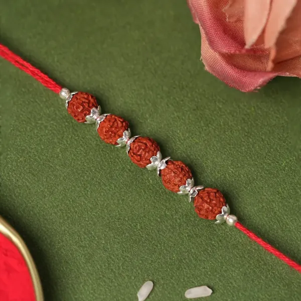 925 Sterling Silver Panch Rudraksha Rakhi