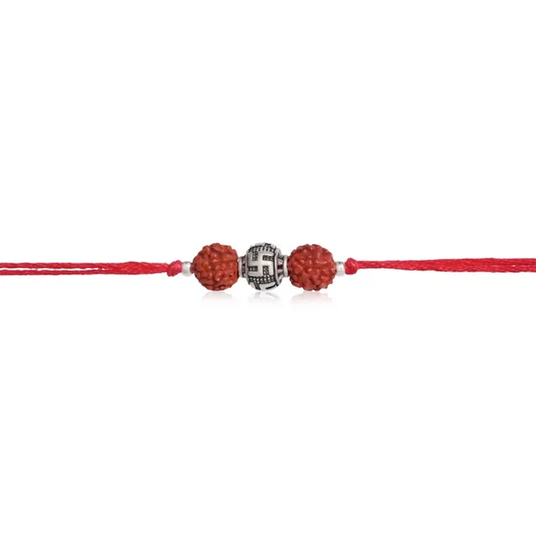 925 Sterling Silver Swastik Rudraksha Rakhi - view 4