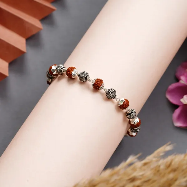 Fully Handmade Real 925 Silver Rudraksh Bracelet For Men - view 4