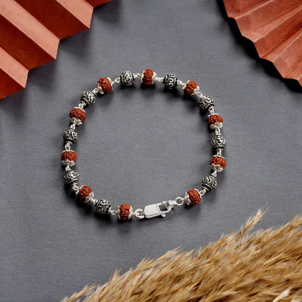 Fully Handmade Real 925 Silver Rudraksh Bracelet For Men - view 5