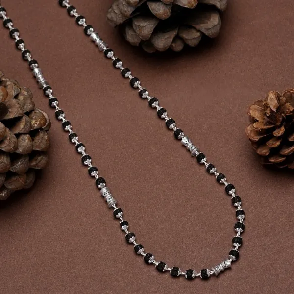 Handmade Black Rudraksha with Damru Silver 925 Chain - view 2