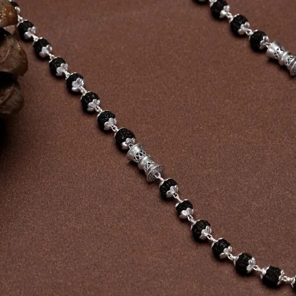 Handmade Black Rudraksha with Damru Silver 925 Chain - view 3