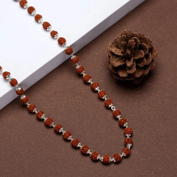 Handmade Rudraksha Mala in 925 silver (7MM Rudraksha) - view 2