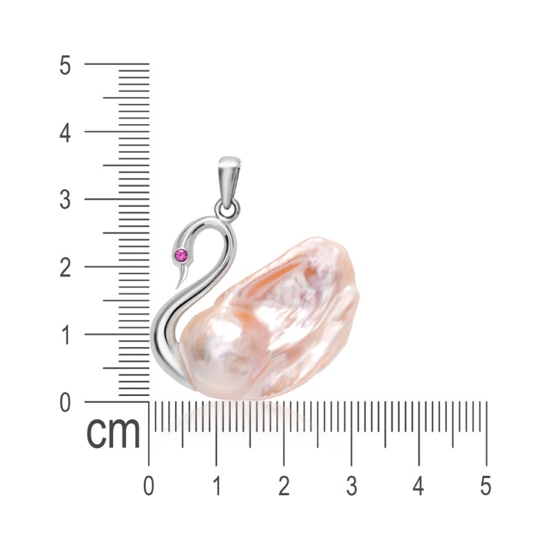 Silver 925 Swan Baroque Pearl Pendant - Image 3