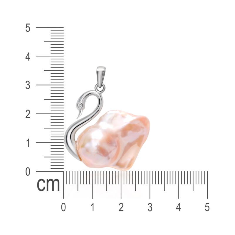 Silver 925 Swan Peach Pearl Pendant - Image 3