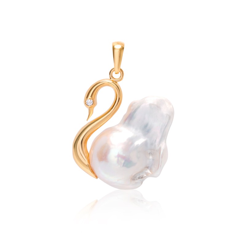 Swan Elegance Baroque Pearl Pendant - Image 2