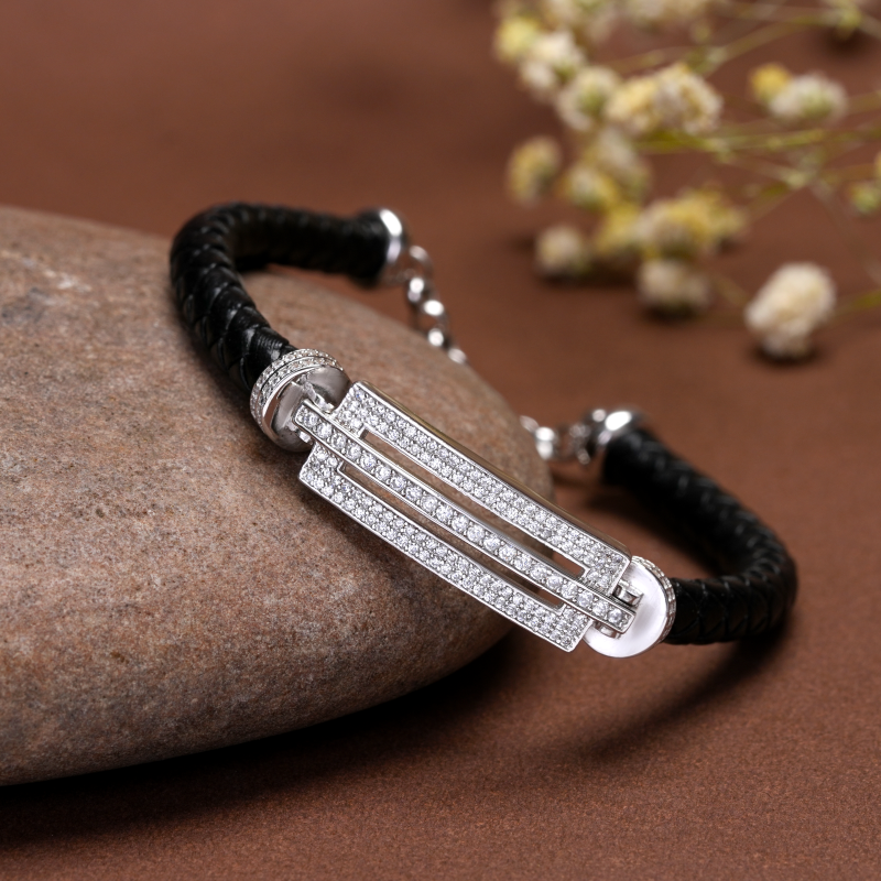Black Braided Silver 925 Bracelet for Women - Image 3