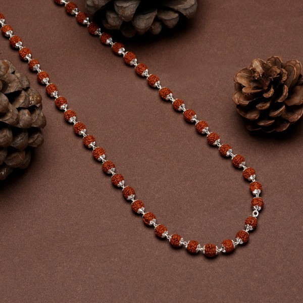 Silver 925 Men Plated Rudraksh Mala