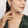 Elegant Pink Teardrop Pendant & Earring Set for Women