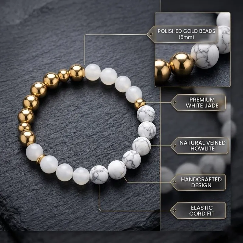 Harmony White Jade Bracelet for Men