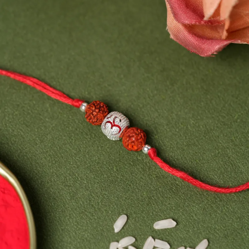 925 Sterling Silver Om Rudraksha Rakhi