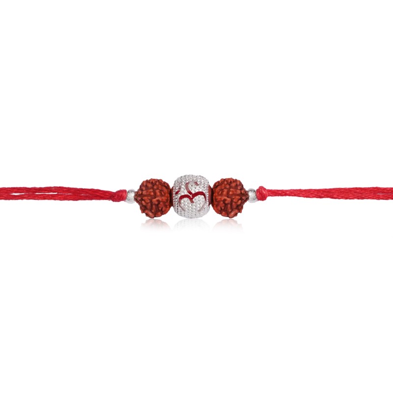 925 Sterling Silver Om Rudraksha Rakhi - Image 4