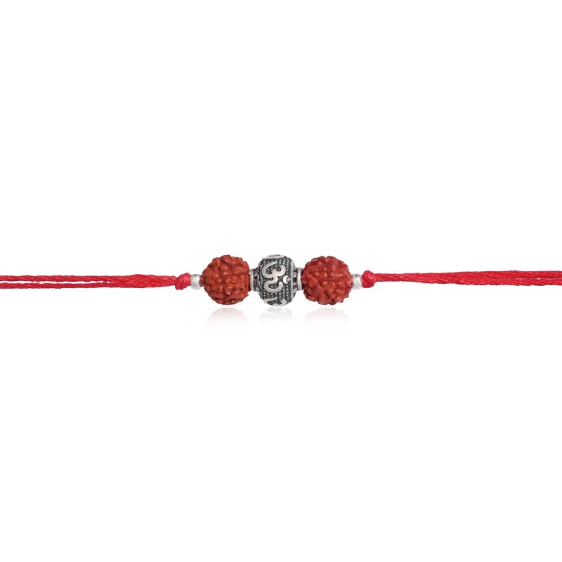925 Sterling Silver Om Rudraksha Rakhi - Image 4