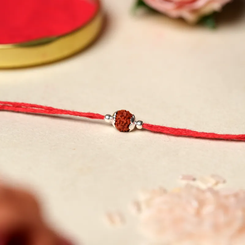 925 Sterling Silver Rudraksha Rakhi - Image 2