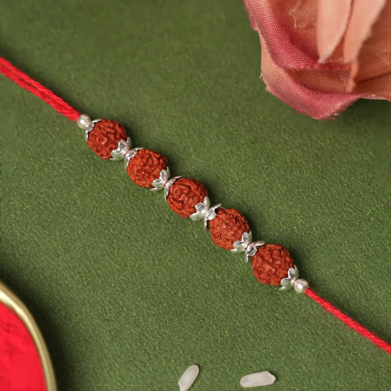 925 Sterling Silver Panch Rudraksha Rakhi