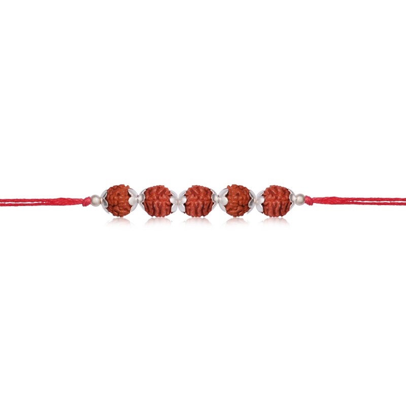 925 Sterling Silver Panch Rudraksha Rakhi - Image 4