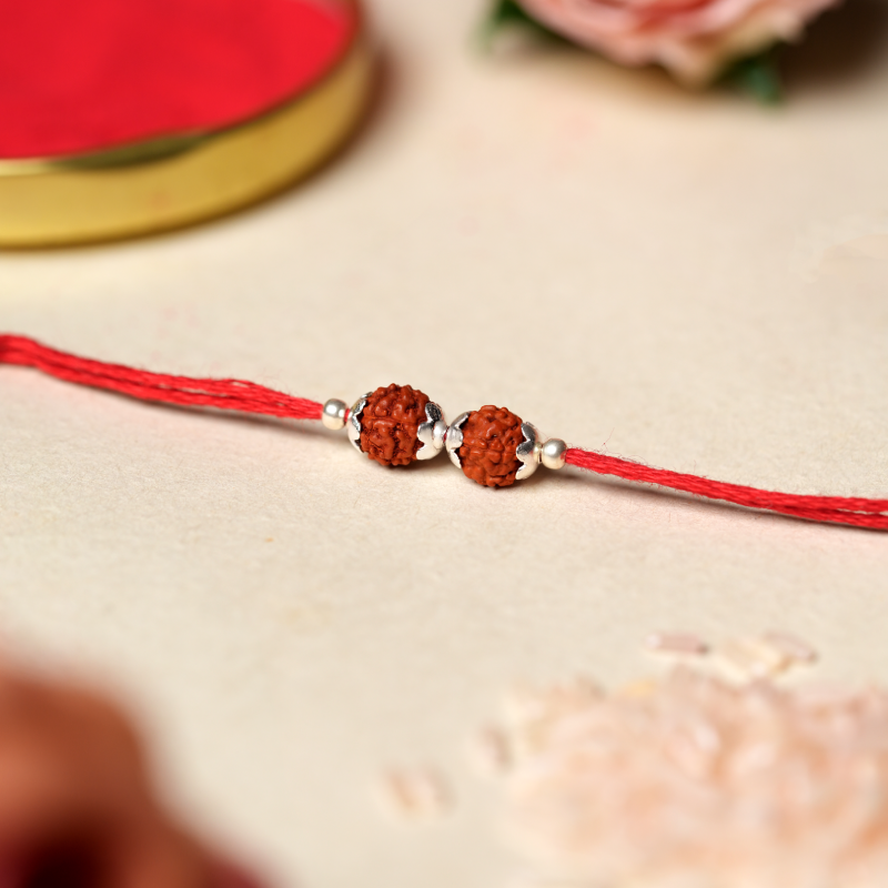 925 Sterling Silver Double Rudraksha Rakhi - Image 2
