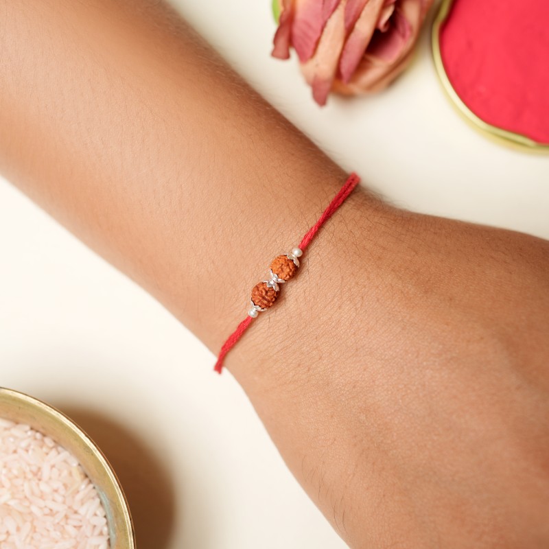 925 Sterling Silver Double Rudraksha Rakhi - Image 3